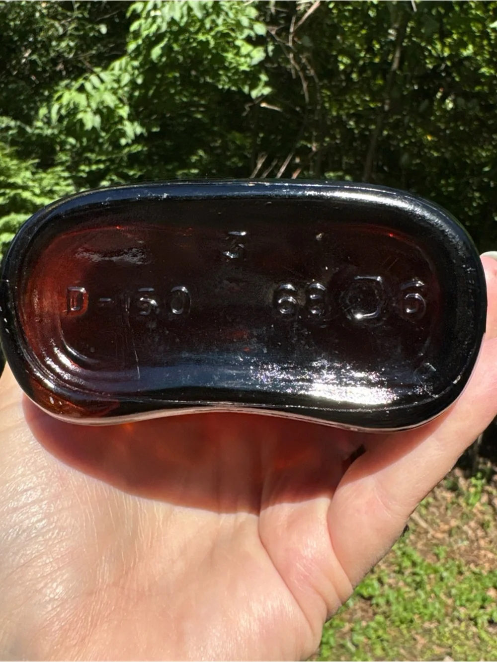 Antique Amber Glass One Pint Flask Bottle High Point Whiskey